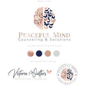 Education Therapist Counseling Personal Growth Logo Design, Psychologist Abstract Brain Logo Design, Life Coach Premade Logo, Branding kit