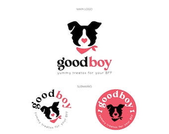 Dog Logo Pet Sitting Branding | Dog Walking Training Logo | Border Collie Dog Accessories Logo | Dog Grooming Salon Logo | Dog Treats Logo