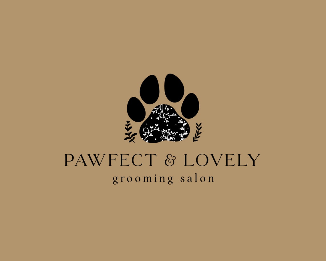 Dog Pet Paw Grooming Logo Design Whimsical Dog Treats Logo | Etsy