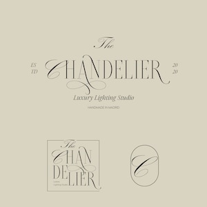 Elegant Logotype Script Cursive Logo Design, Luxury Wedding Planner Logo, Lighting Home Decor Logo, Woman Logo, Feminine Chic Logo Suite image 2