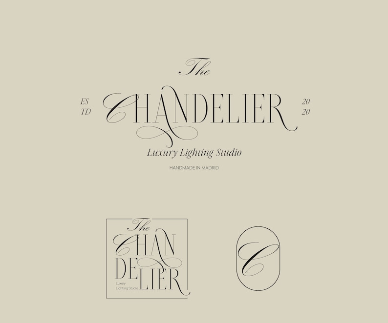 Elegant Logotype Script Cursive Logo Design, Luxury Wedding Planner Logo, Lighting Home Decor Logo, Woman Logo, Feminine Chic Logo Suite image 2