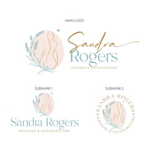 Woman Body Logo Branding, Beauty Massage Therapy Logo, Wellness Accupuncture Kinetotherapy Logo Design Custom Branding Kit, Herbal Logo
