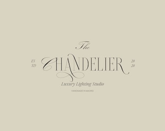 Elegant Logotype Script Cursive Logo Design, Luxury Wedding Planner Logo, Lighting Home Decor Logo, Woman Logo,  Feminine Chic Logo Suite