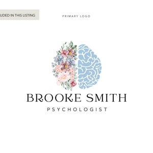 Therapist Logo Design | Floral Brain Brand Logo for: Psychology, Counseling, Coaching, Neurodiversity Businesses