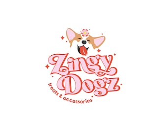 Retro Groovy Dog Logo Design: Pet Shop Branding Kit
