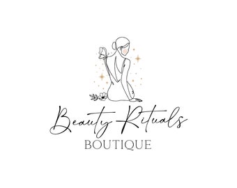 Feminine Woman Line Art Logo: Beauty Boutique Branding