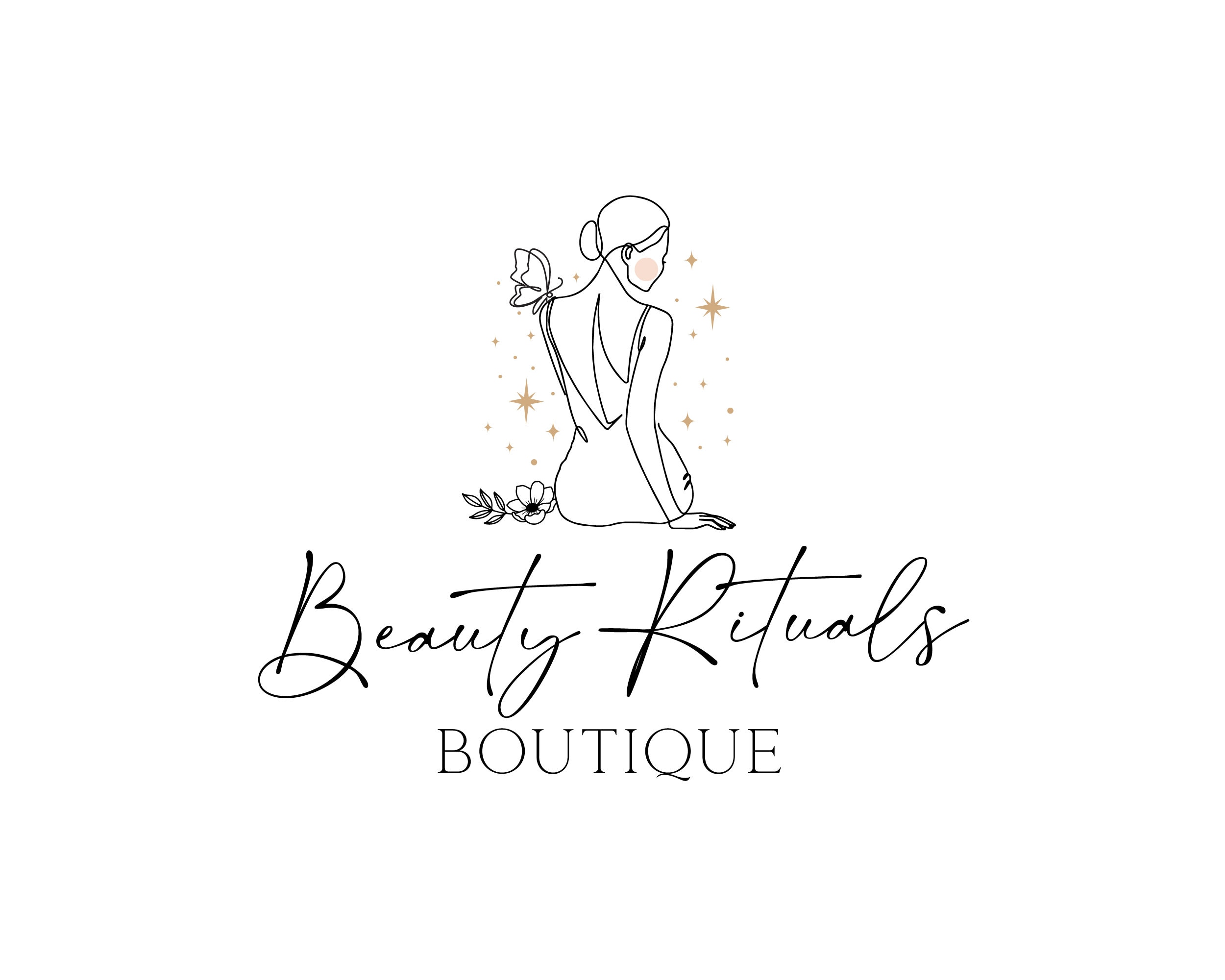 Beauty Woman Logo, Line Art Woman Boutique Logo Branding, Skin Care ScriptTypography Logo, Feminine Logo, Woman Silhouette Logo Custom