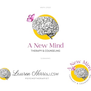 Therapy Mind Logo, Psychology Counseling Logo, Butterfly Logo, Life Coach Logo, Neurology Logo, Health Logo, Wellness Logo, Custom Logo