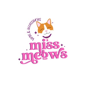 Retro Groovy Cat Logo Design: Pet Shop Branding Kit