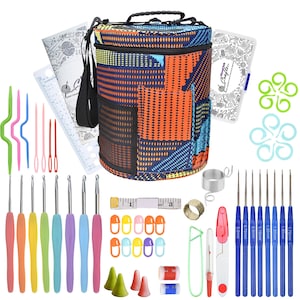 Crochet Kit with Bag, DIY Crochet Kit,  Beginner Crochet Hooks