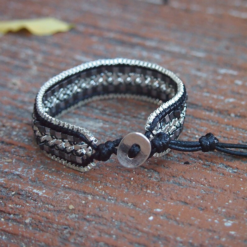 Handmade Wrap Bracelet with Hematite Plated chain bohemian Etsy