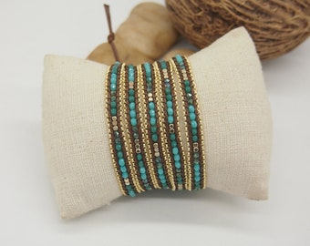 Green Crystal Mix  Wrap bracelet • Boho bracelet •  Bohemian bracelet • Beadwork bracelet • Gift for Mom  • Gift for Her