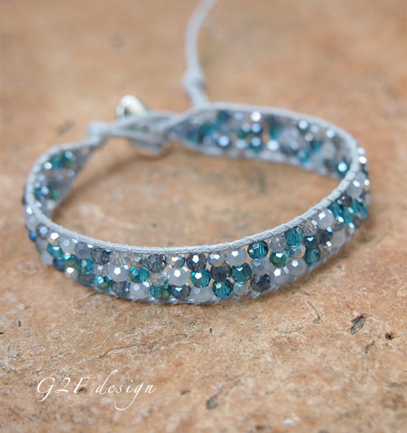 Blue mix crystal Single Wrap bracelet l Layer bracelet l Etsy