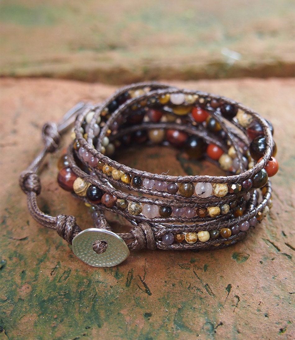 5 Times Wrap Bracelet Brown Mix Boho Bracelet Bohemian - Etsy Canada