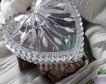 Vintage Swarovski Crystal Trinket Box: Heart-shaped Frosted Flower