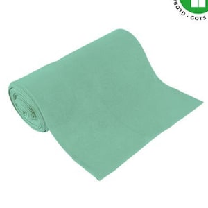 Organic cuffcotton elastane - Light mint green uni solid color - German production - smooth cuff 70 cm tube GOTs Ökotex 100 kba