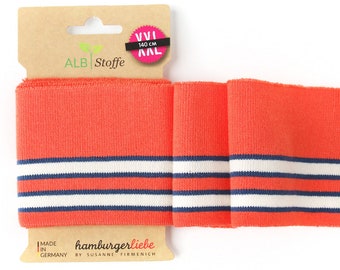 Cuff Me College 66 Oranje Rood Blauw Wit Gestreept Biologische manchetten Albstoffe Hamburger Liebe Botanicals Biologische manchetten