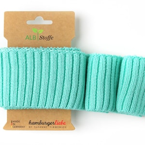 Cuff me cozy A70 Dino Mint Turquoise Organic cuffs Albstoffe hamburger love biocuffs this summer knit cuffs