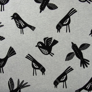 Bird brown black beige flock bird gray grey heather pink jersey organic cotton fabric jersey Albstoffe