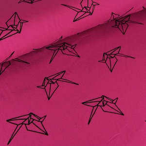 Hamburger Love mono flock Oregami pink berry jersey organic cotton fabric cotton jersey Albstoffe Bird Japan paper