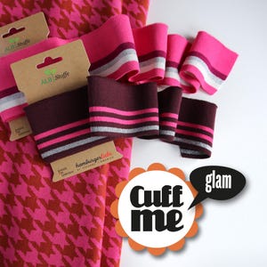 Cuff Me Glam Col. 26 cuffs blue pink white SILVER striped organic cuffs Albstoffe Hamburger Liebe organic cuffs image 2