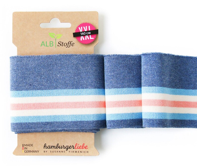 Cuff Me College Bündchen Blau gestreift Albstoffe Hamburger Liebe Biobündchen