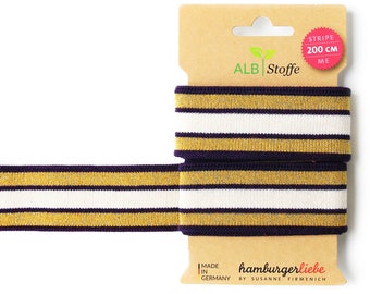 Stripe Me Icon Glam 21 Viola Purple Meringa Beige Gold Yellow Glitter Striped Check Albstoffe Hamburger Liebe Check Point Organic Ribbons