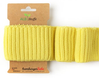 Cuff me cozy A77 Giallino yellow lemon yellow organic cuffs Albstoffe hamburger love biocuffs this summer knit cuffs