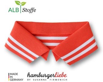 Polo Me College 09 Polo Kragen Luce Rosso Rot Orange Weiß Albstoffe Hamburger Liebe Bio Baumwolle - Größe wählbar S M