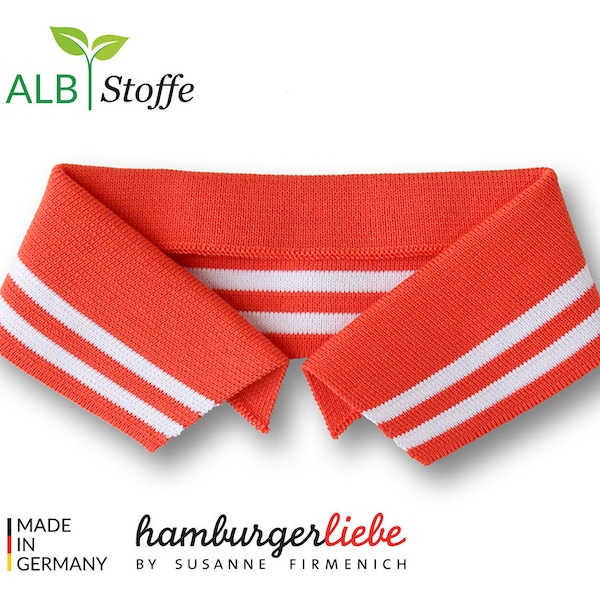 Polo Me College 09 Polo Kragen Luce Rosso Rot Orange Weiß Albstoffe Hamburger Liebe Bio Baumwolle - Größe wählbar S M