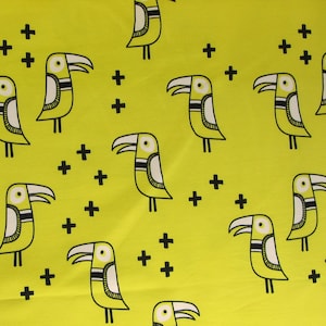 Bird black brown cotton fabric cotton jersey Albstoffe Parrot Love White