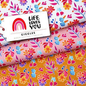 Life Loves You Giggles Bio Sommer-SWEAT Hamburger Liebe Biostoff Biobaumwolle kba GOTs Albstoffe Weiß Bunt Blumen Blüten Floral Bild 2