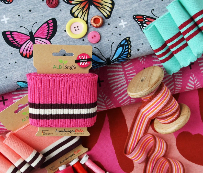 Wanderlust Butterfly Bio-JERSEY White Bunt Butterflies Hamburger Love Biostoff Biober Cotton kba GOTs Albstes