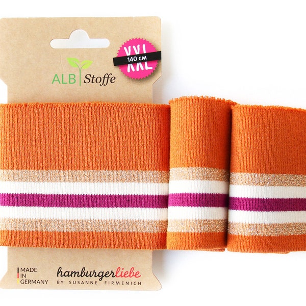 Cuff Me Glam 71 Orange Pink Glitter Gold White Organic Cuffs Striped Albstoffe Hamburger Liebe Check Point Organic Cuffs