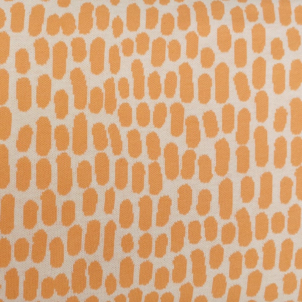 Hamburger Love Check Point Swipe Up Orange Melon Beige Albstoffe Jacquard Organic Jersey 100% Cotton GOTs kba - 50 cm par unité