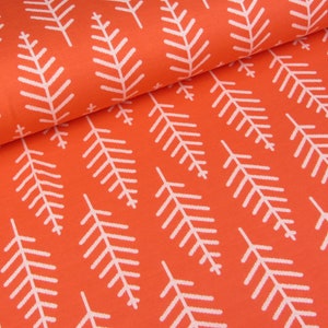 Hamburger Liebe Botanicals Trail Orange Rot Weiß Beige Albstoffe Jacquard Bio Jersey 100% Baumwolle GOTs kba Bild 2