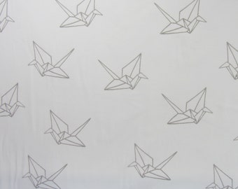 Hambourg amour troupeau Mono Oregami blanc gris Jersey tissu organique coton coton Jersey ALB tissus oiseaux oiseaux papier Japon