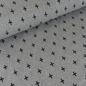Hamburger Love mono Criss Cross 2 grey black jacquard jersey organic cotton fabric cotton jersey crosses dots plus dotted Albstoffe