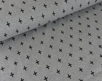 Hamburger Love mono Criss Cross 2 grey black jacquard jersey organic cotton fabric cotton jersey crosses dots plus dotted Albstoffe