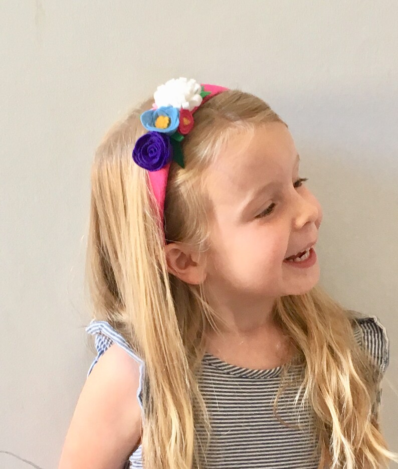 Felt Flower Hairband Pink Floral Alice Band Felt Flower Etsy