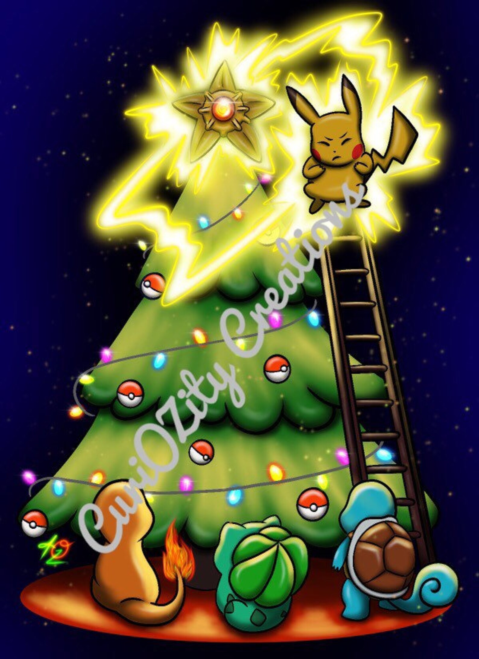 Fanart Pokémon Christmas Cards 12 pack Etsy