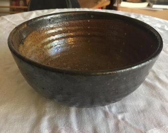 Handmade Ceramic Black and Yellow Earthtone Bowl