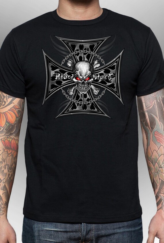 Iron Cross TShirt Motorcycle TShirt HarleyDavidson Biker Etsy