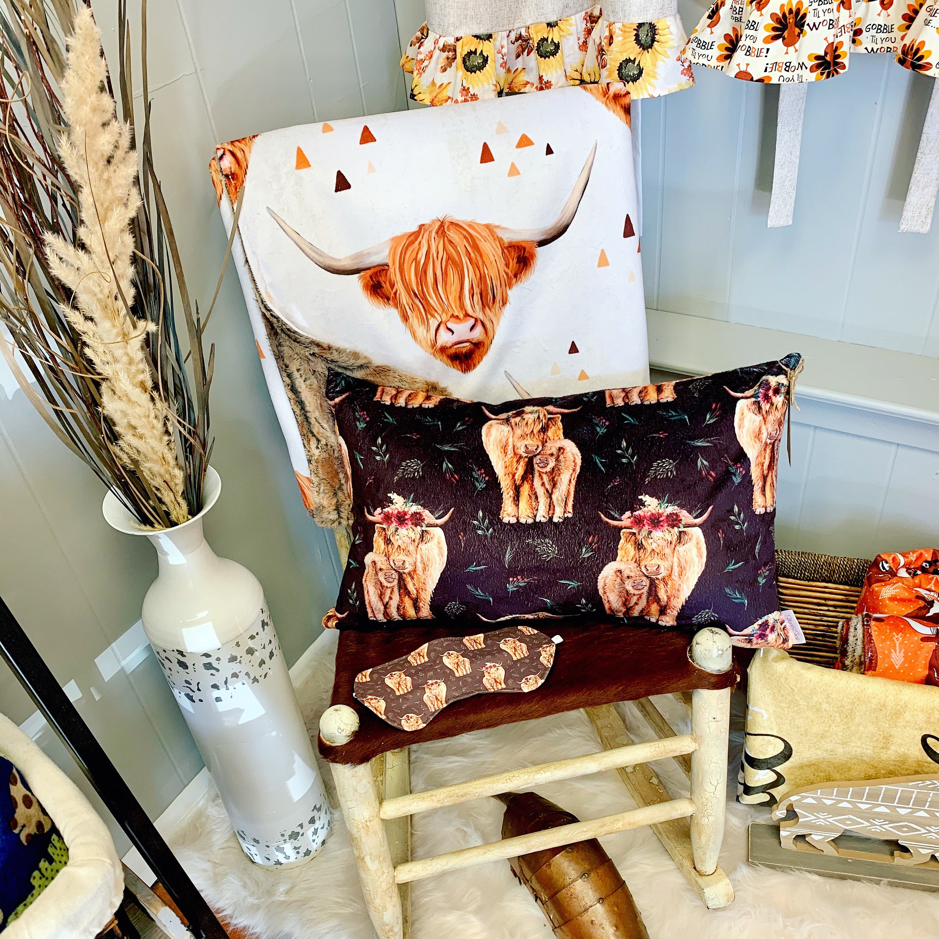 Highland Cow Minky & Fur Adult Blanket Throw Pillow Sleep Etsy