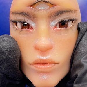12mm faux anime style brown shimmer with clear caviar bead Resin BJD Doll Eyes B82