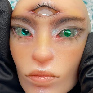 14mm green in dark jade on silverglitter Resin BJD Doll Eyes I5