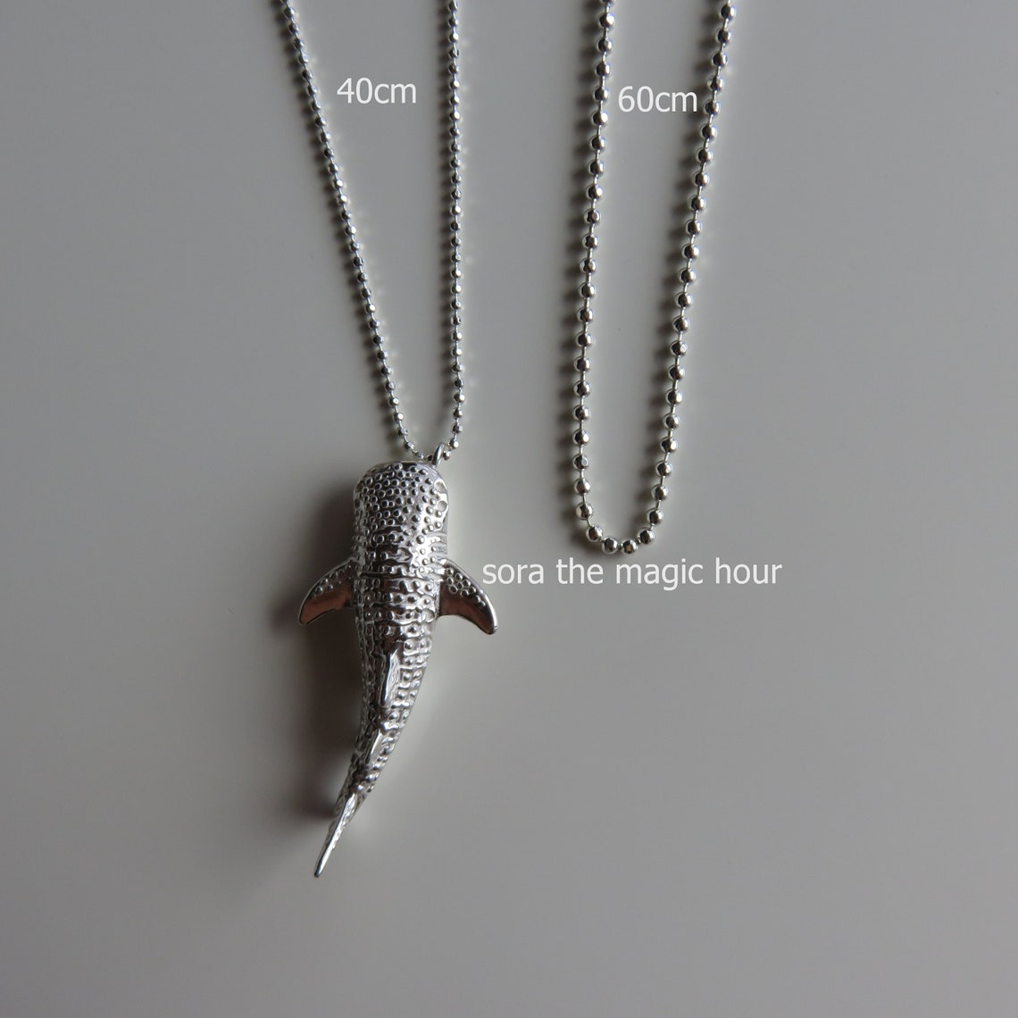 Whale Shark Necklace, Silver Necklace, Sea Animal Jewelry, Jinbee Zame