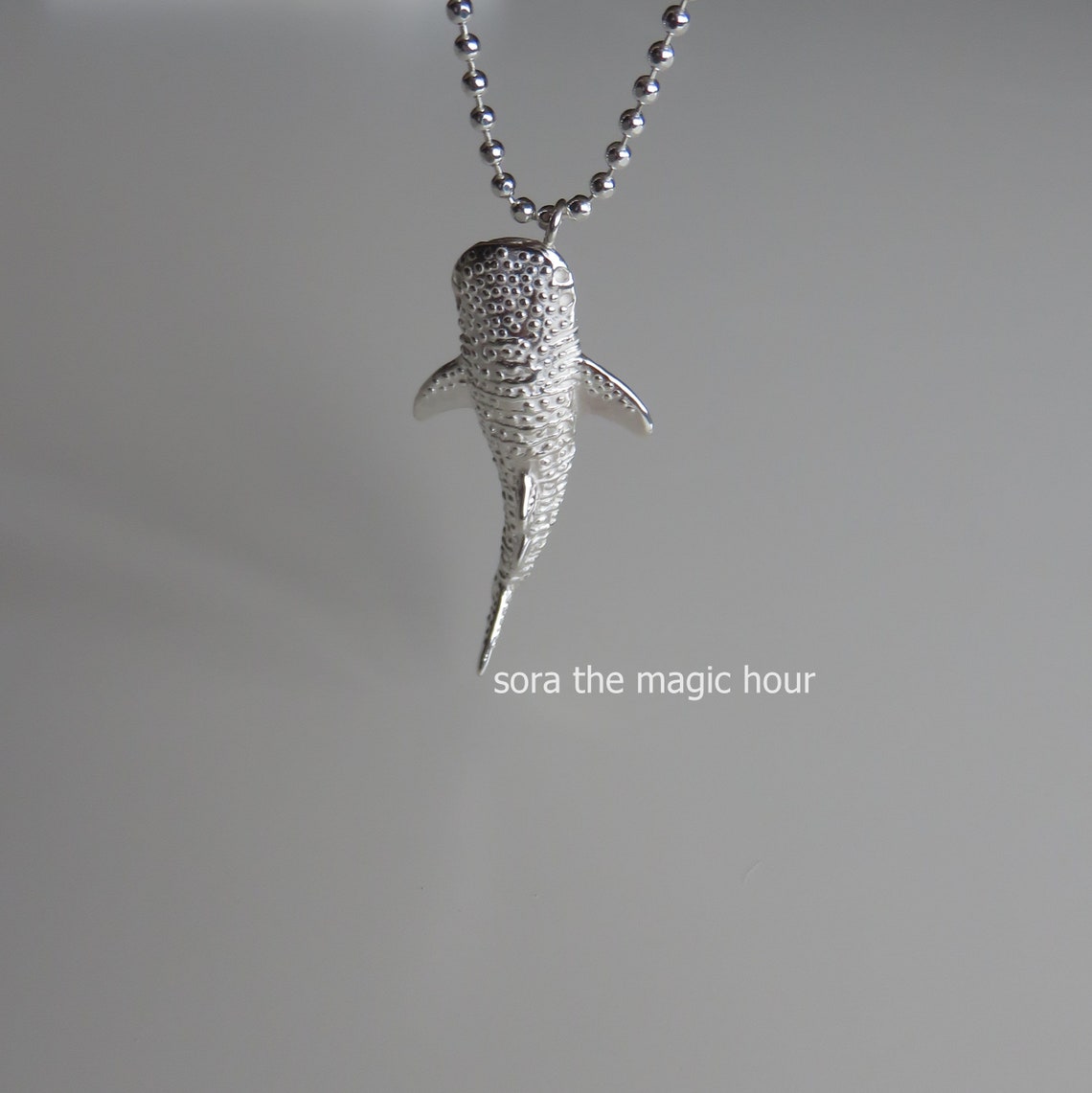 Whale Shark Necklace, Silver Necklace, Sea Animal Jewelry, Jinbee Zame