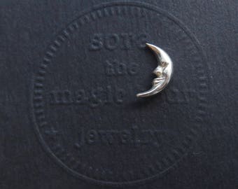 Crescent Moon Tie Tack, Moon Pin, Moon Lapel Pin, small moon pin, little silver moon Tiepin, Moon brooch, silver pin, Gifts for Men