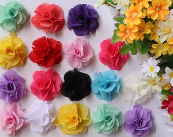 Wholesale Chiffon Rose Mini Handmade Flowers DIY Embellishments Craft for Headbands Hair Clips H27